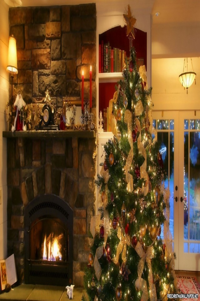 Christmas Decorated Room iPhone 4/4S/iPod - Wallpaper