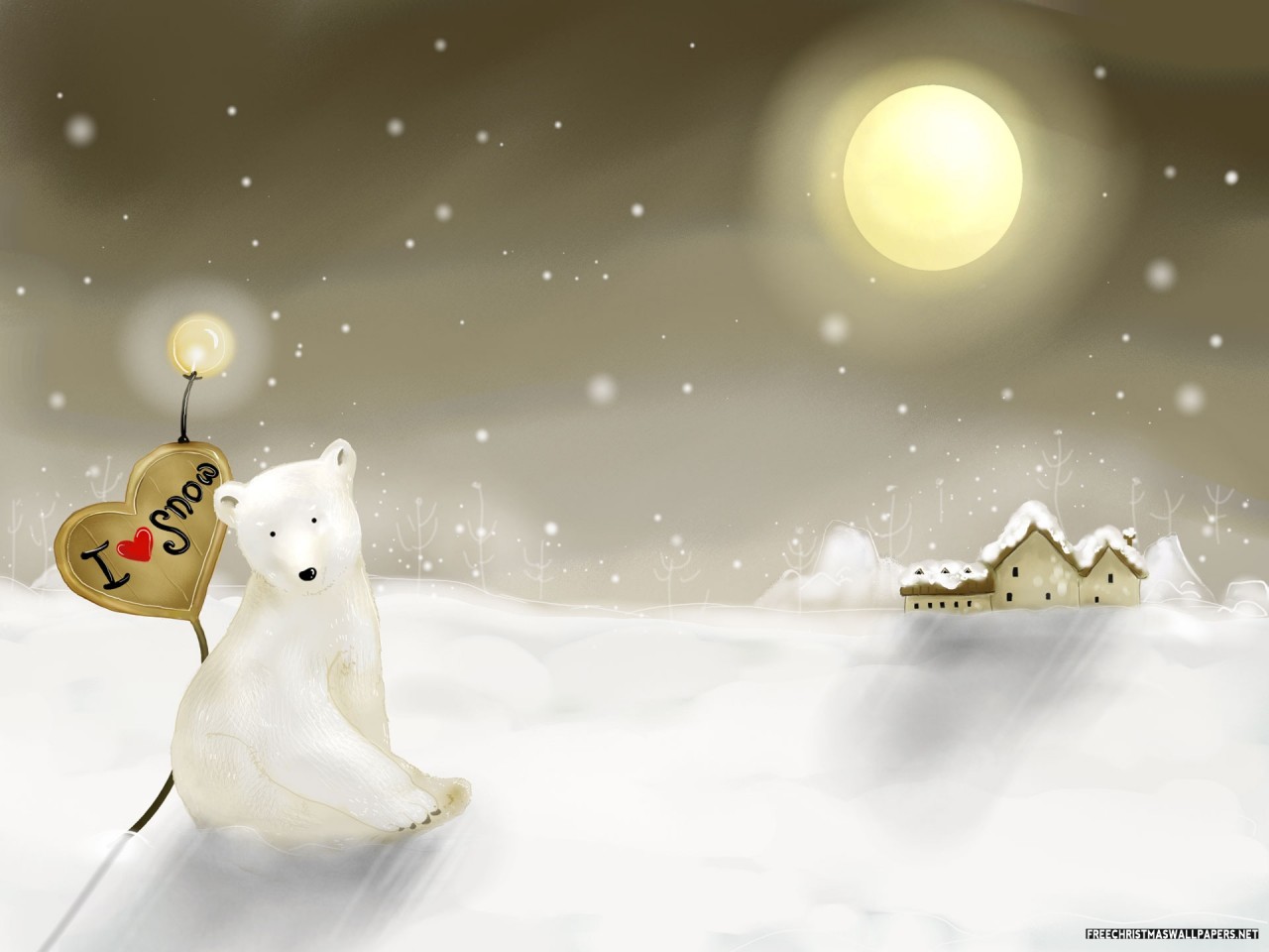 Christmas Village And Bear
