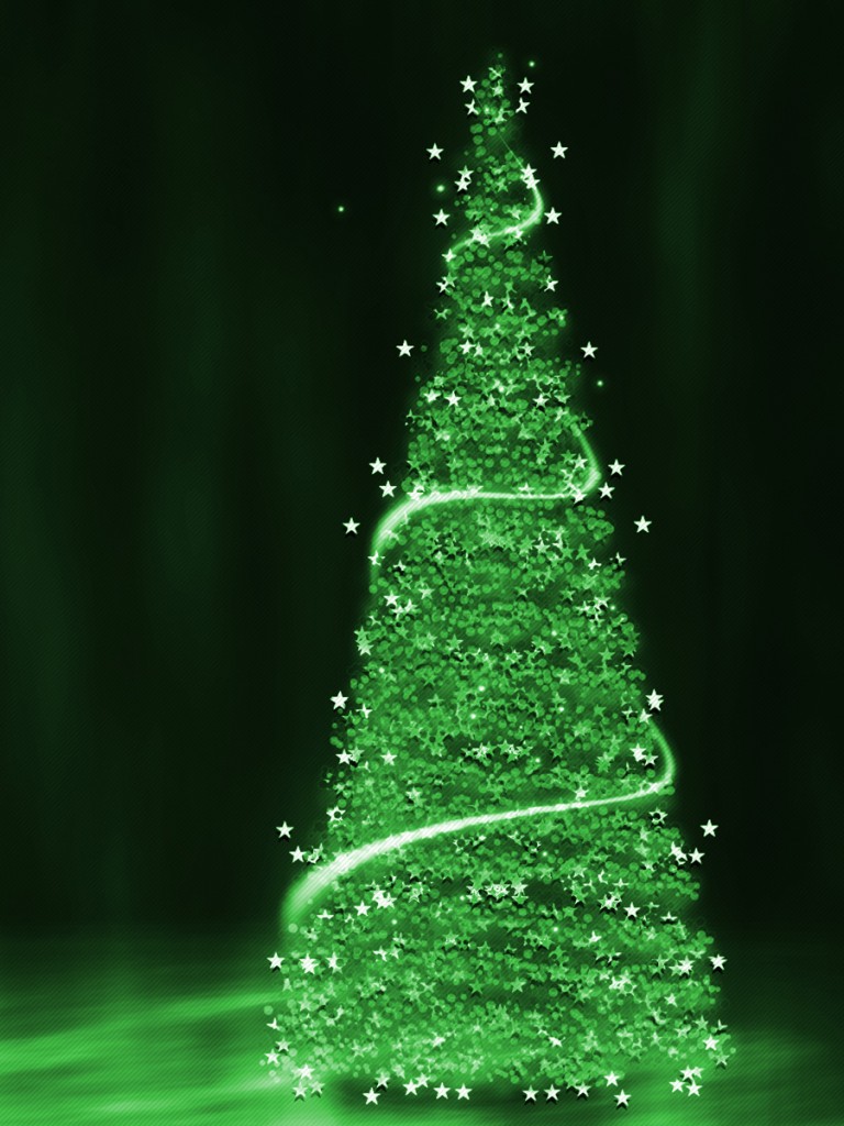 Green Christmas Tree Background Nonretina iPad Wallpaper
