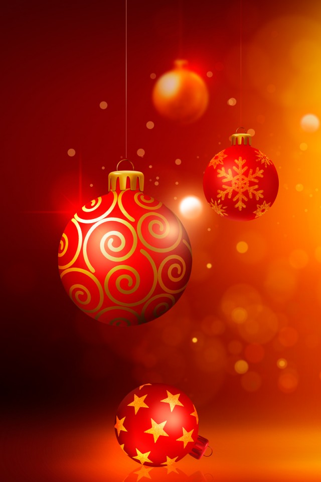 Red Christmas Ornaments Set iPhone 4/4S/iPod - Wallpaper